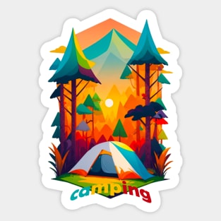 camping  hiking tent campsite campground site Sticker